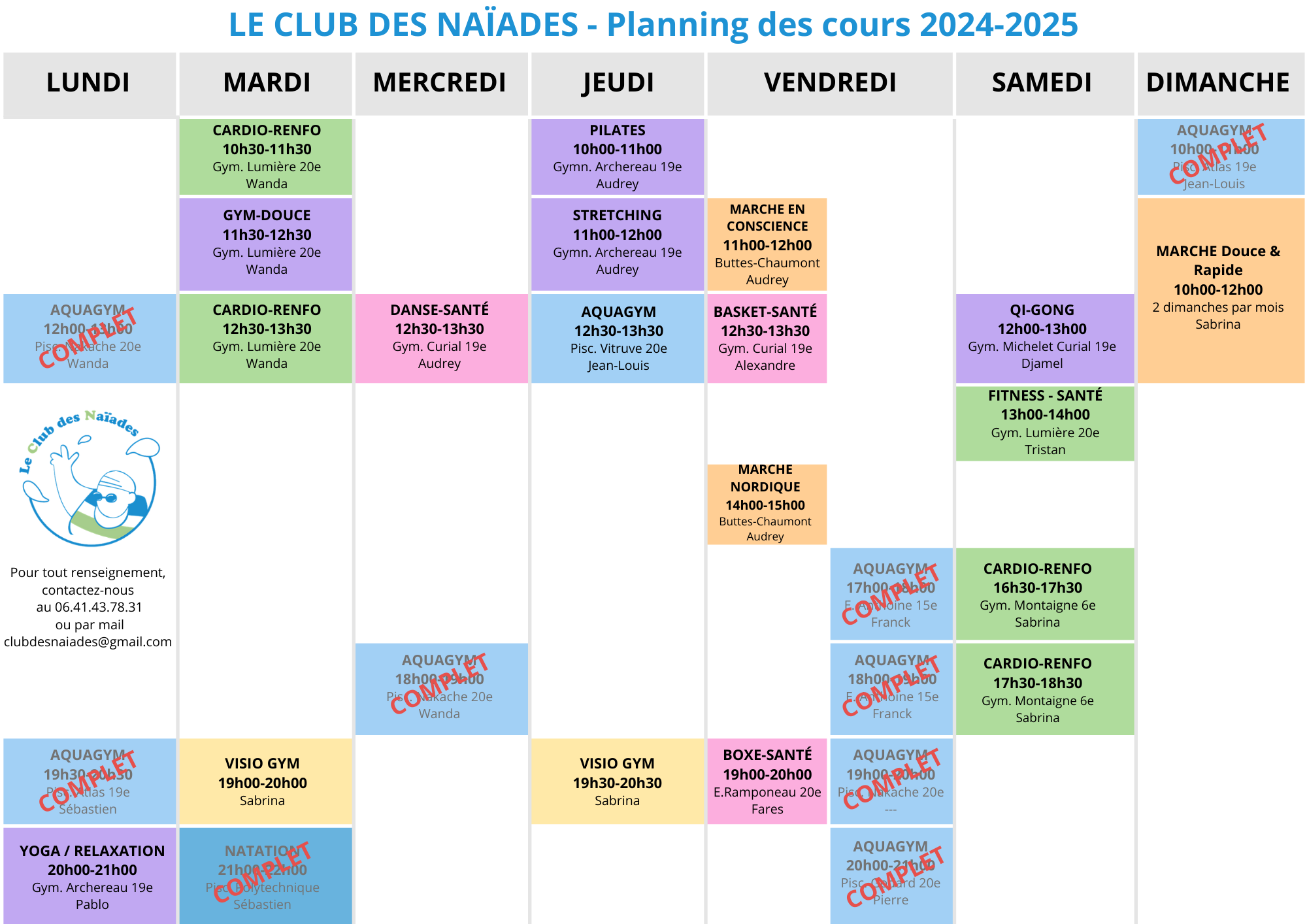 Planning cours