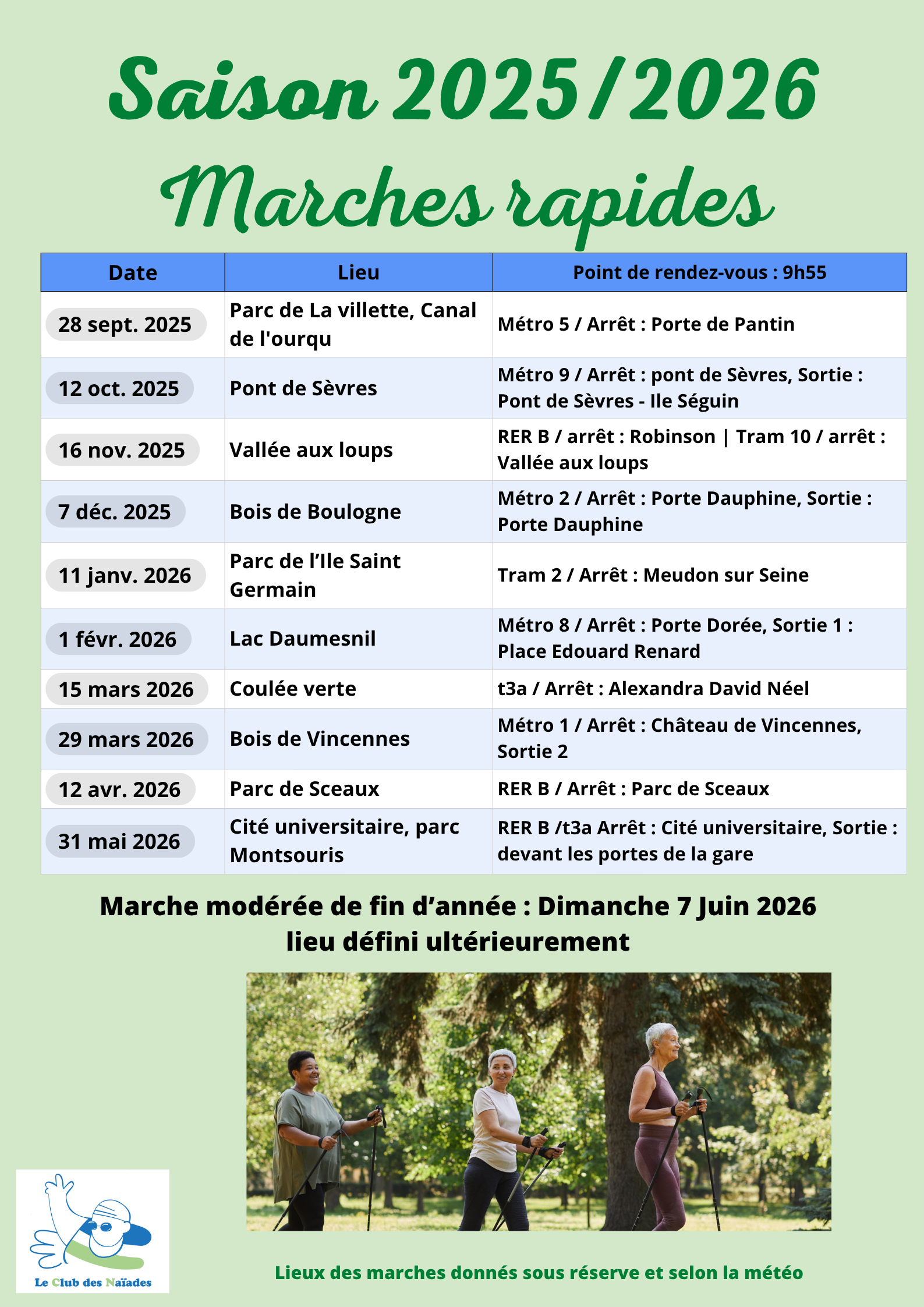 Marches rapides 2025-2026