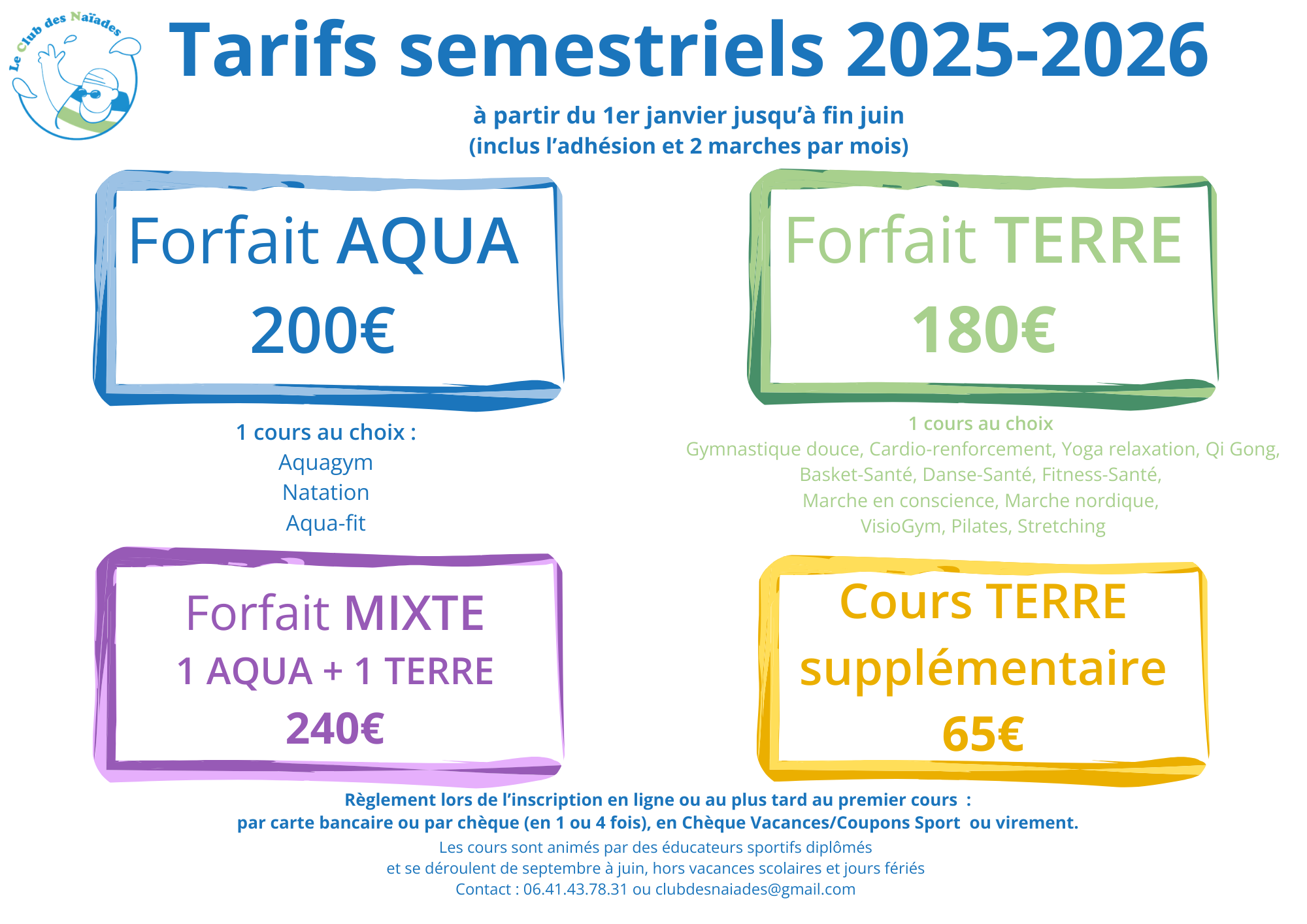Tarifs semestriels 2025-2026 au 121225