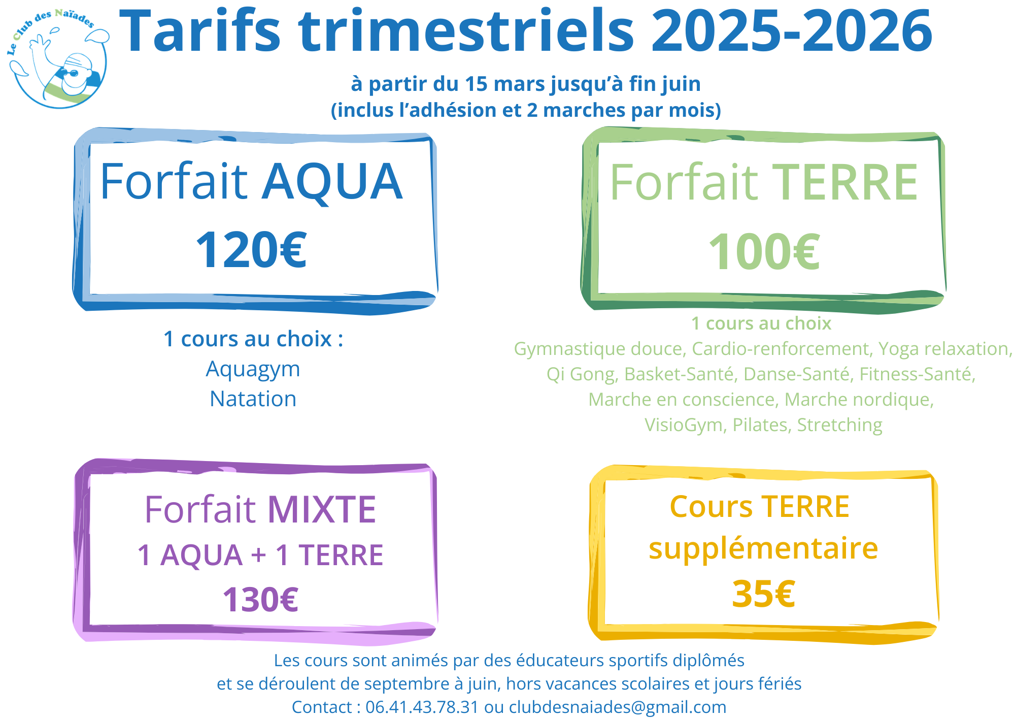 Tarifs trimestriels 2025-2026