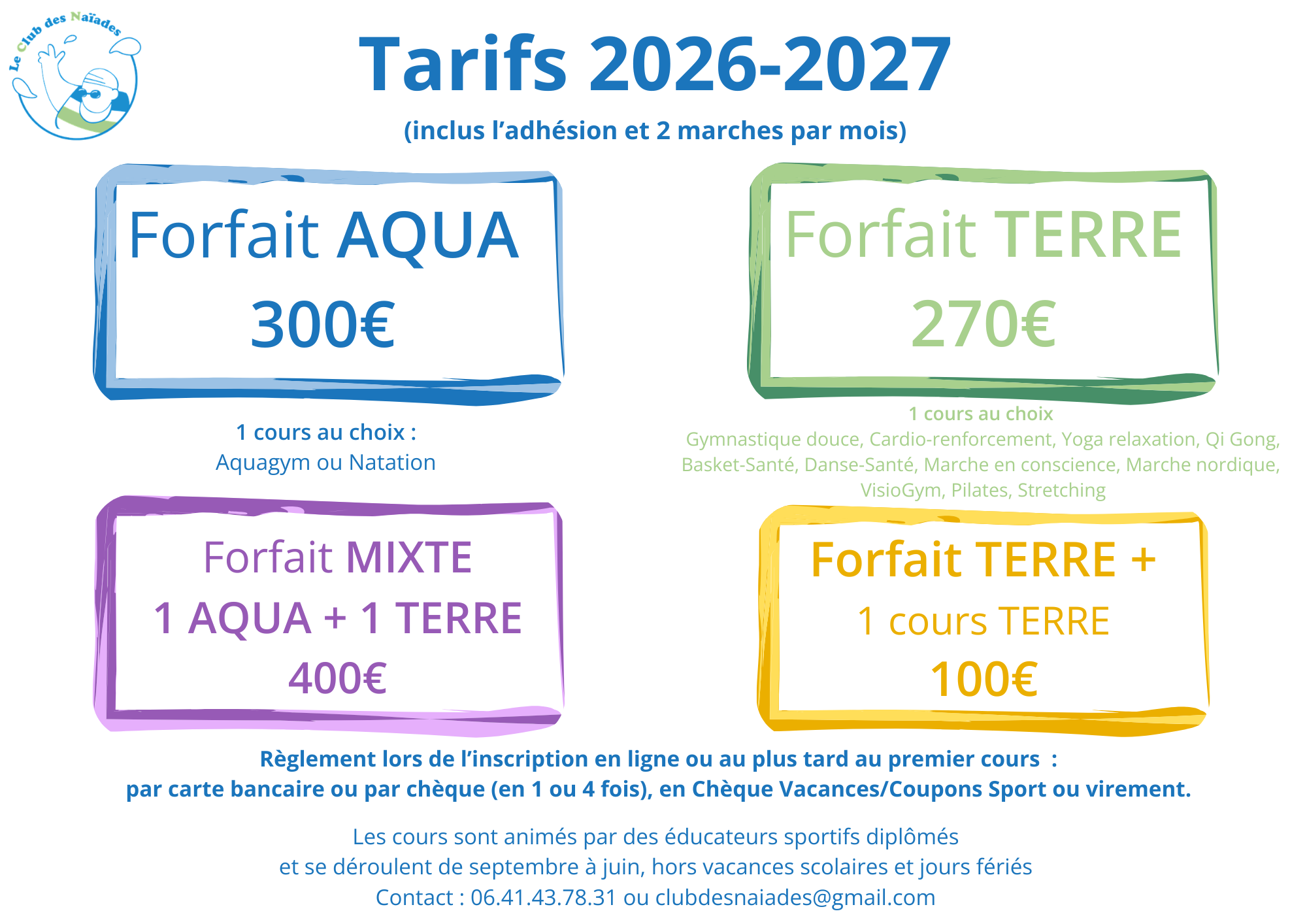 Saison 2026-2027 - Tarifs