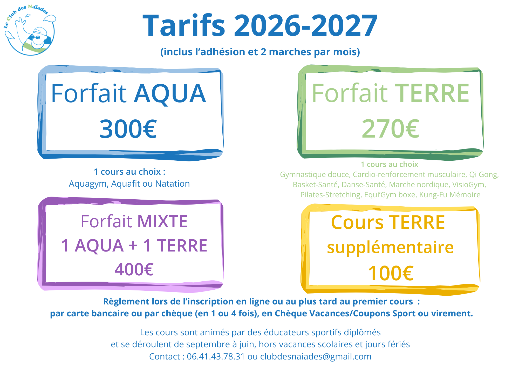 Saison 2026-2027 - Tarifs